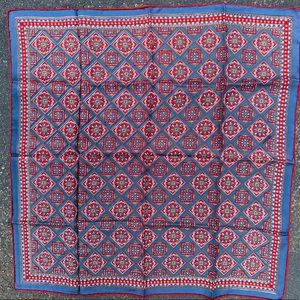 Vintage silk scarf light blue and red pattern! Light weight